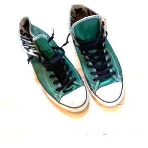 John Varvatos/Converse Green Leather Hi Tops